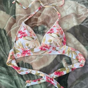 floral crochet lining bikini top